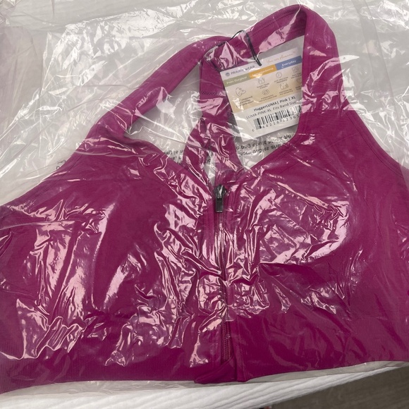 Prairie Wear HUGGER LUMA Women XL 42-44 Pink Nylon Stretch Compression Zip Bra - Picture 8 of 12